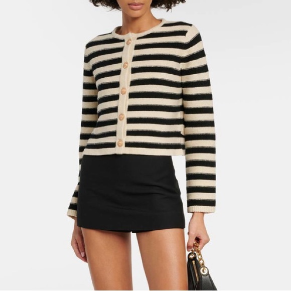 Striped Black and Cream Cardigan - Picture 2 of 9
